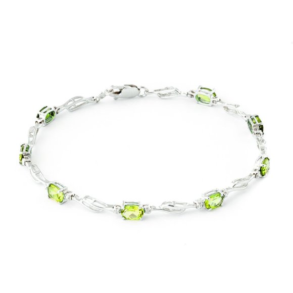 14K. SOLID GOLD BRACELET WITH PERIDOT & DIAMOND - Picture 2 of 9